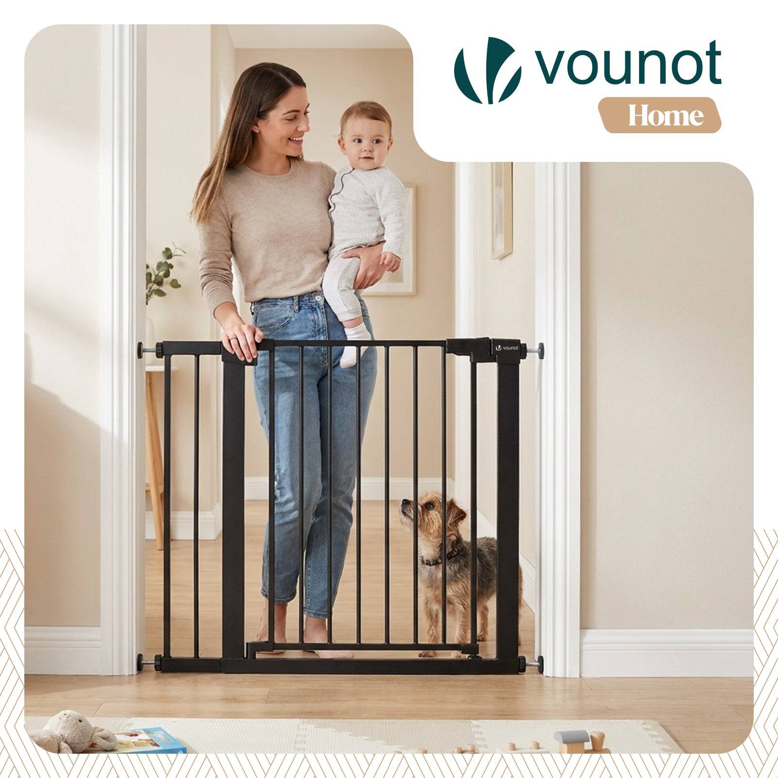 Vounot - Barriere de securite a pression sans percage Largeur 89-96cm Metal noir - Image 2