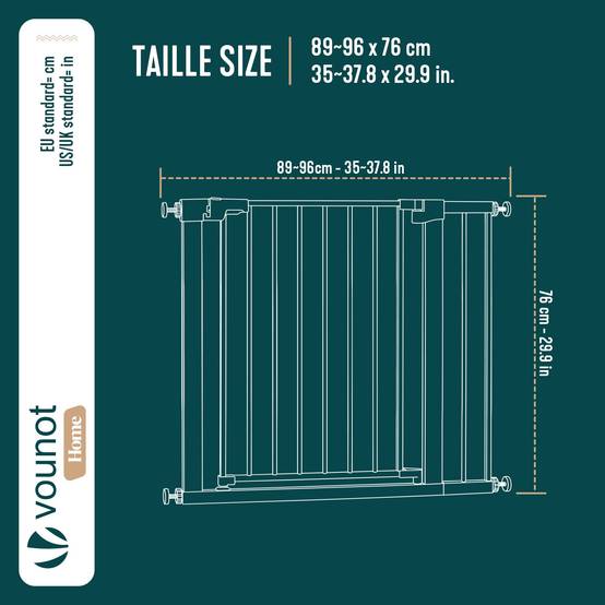 Vounot - Barriere de securite a pression sans percage Largeur 89-96cm Metal noir - Image 3