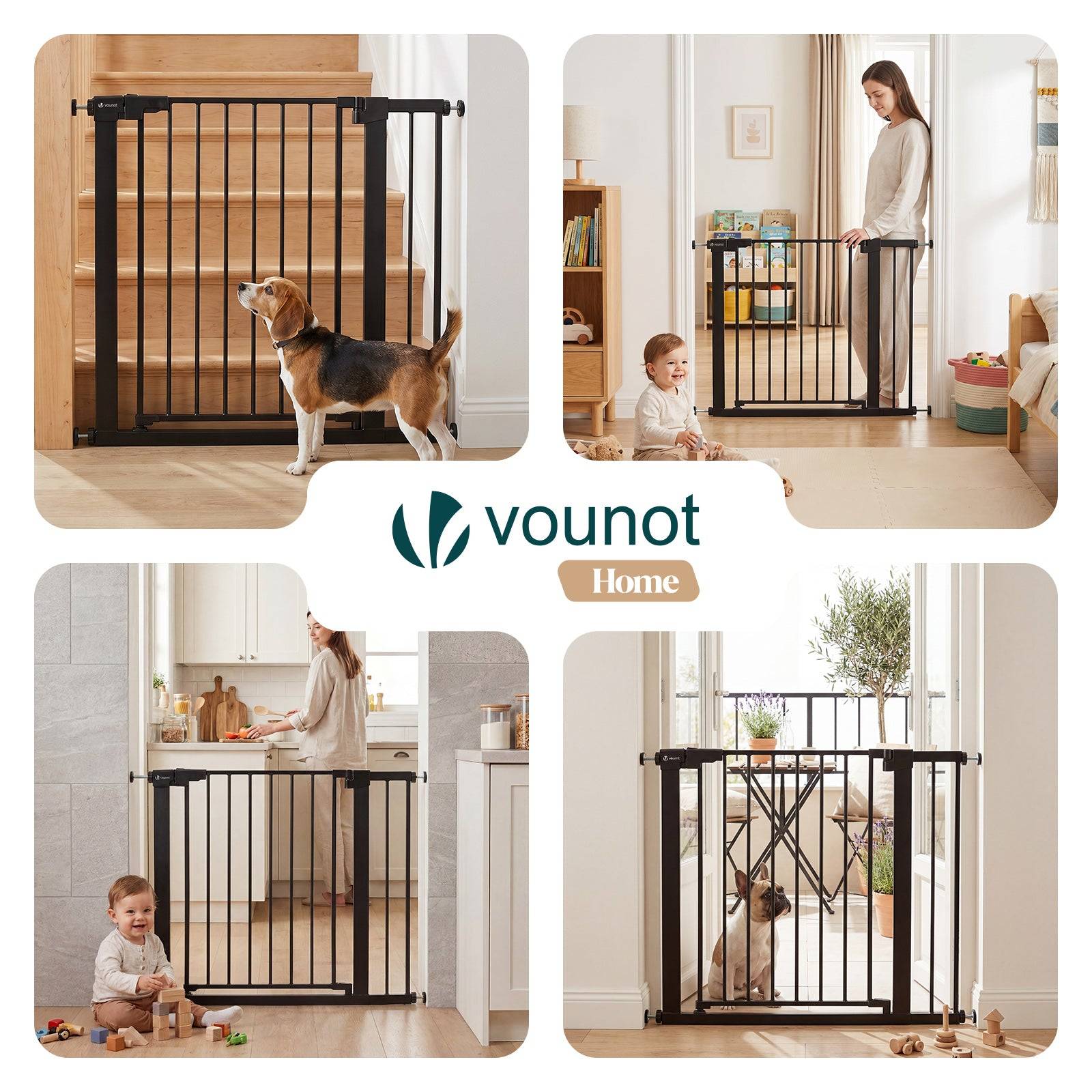 Vounot - Barriere de securite a pression sans percage Largeur 89-96cm Metal noir - Image 7