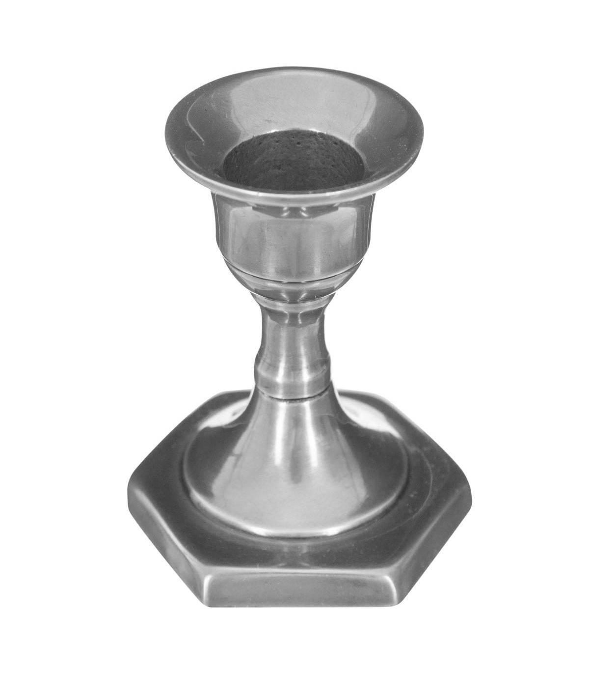 Bougeoir Chandelier en Métal Argenté H 7,5 cm