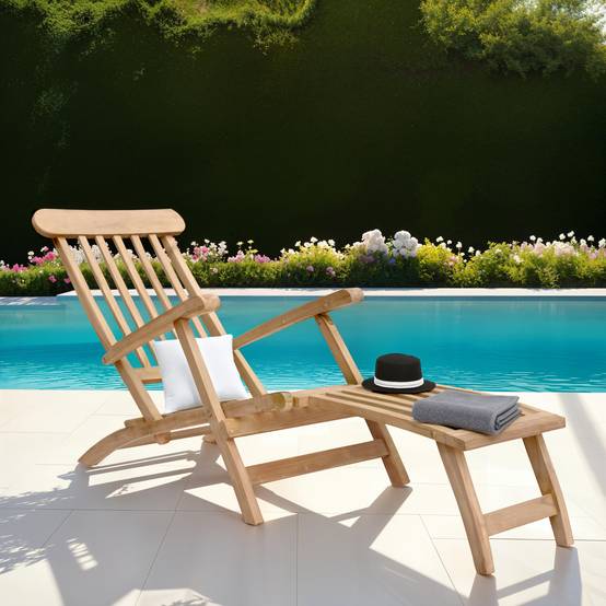 Happy Garden - Transat pliant 153cm en teck massif LOMBOK - HAPPY GARDEN - Image 2