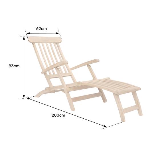 Happy Garden - Transat pliant 153cm en teck massif LOMBOK - HAPPY GARDEN - Image 8