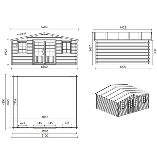 Altanka - Abri de jardin en bois - 21.42m2 - 5.1x4.2m - Ep. 34mm - Couleur: naturel - DOM746 - ALTANKA - Image 4