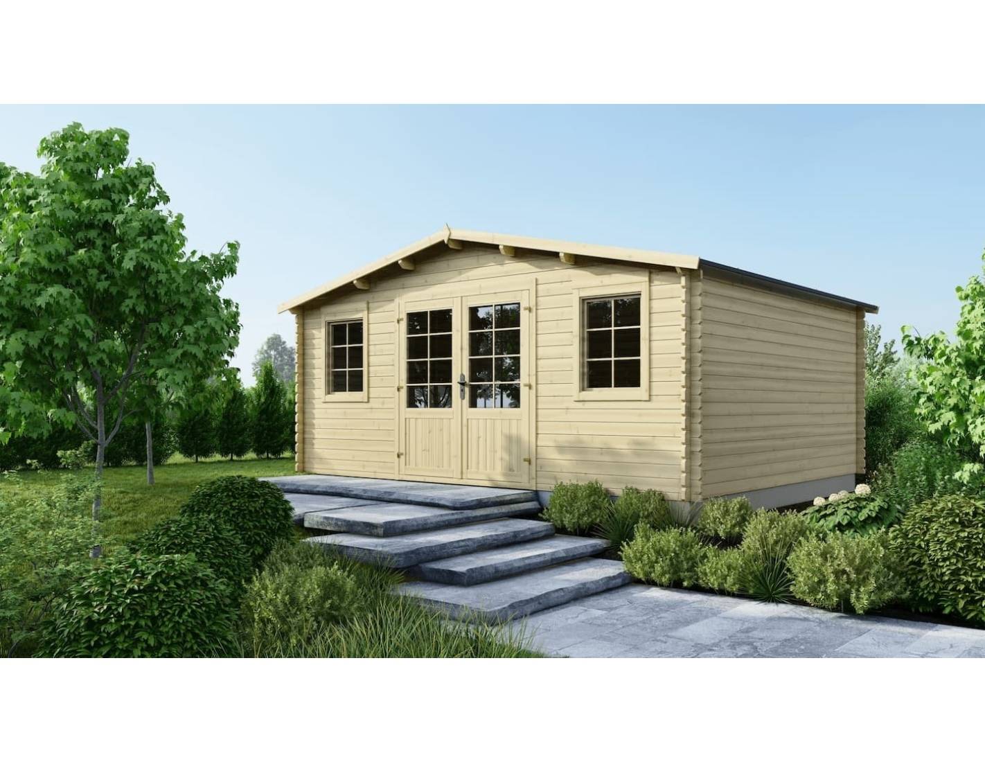 Altanka - Abri de jardin en bois - 21.42m2 - 5.1x4.2m - Ep. 34mm - Couleur: naturel - DOM746 - ALTANKA - Image 1