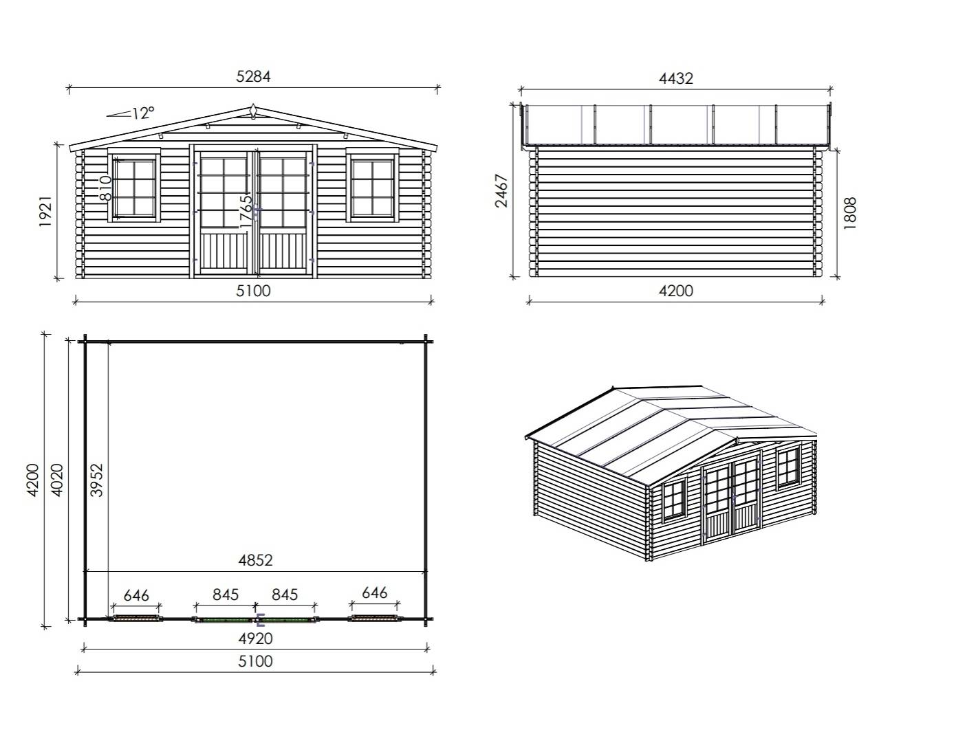 Altanka - Abri de jardin en bois - 21.42m2 - 5.1x4.2m - Ep. 34mm - Couleur: naturel - DOM746 - ALTANKA - Image 3