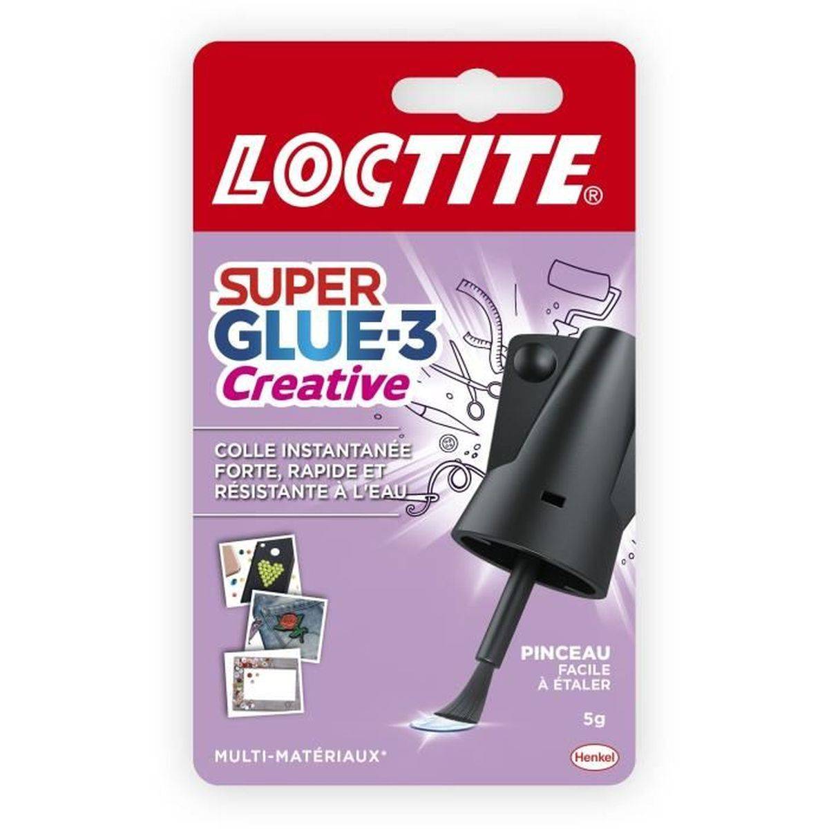 Loctite - Colle cyanoacrylate Superglue-3P Creative pinceau 5 g, prise ultra rapide, résiste à l’eau - Loctite Superglue