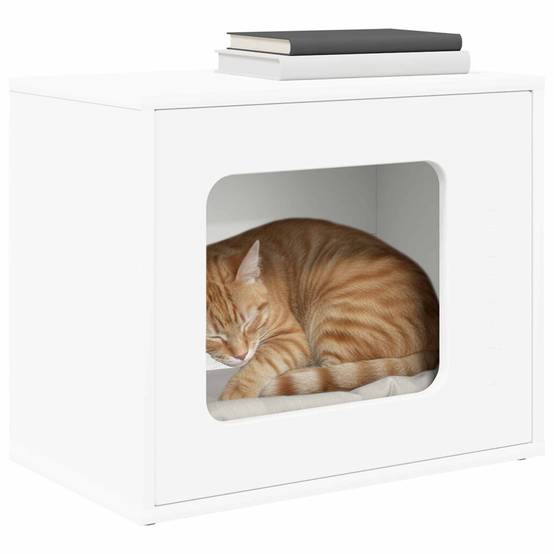 Maison pour chat bois d'ingénierie blanc 51 x 30 x 42 cm - PANGIVO - Image 3