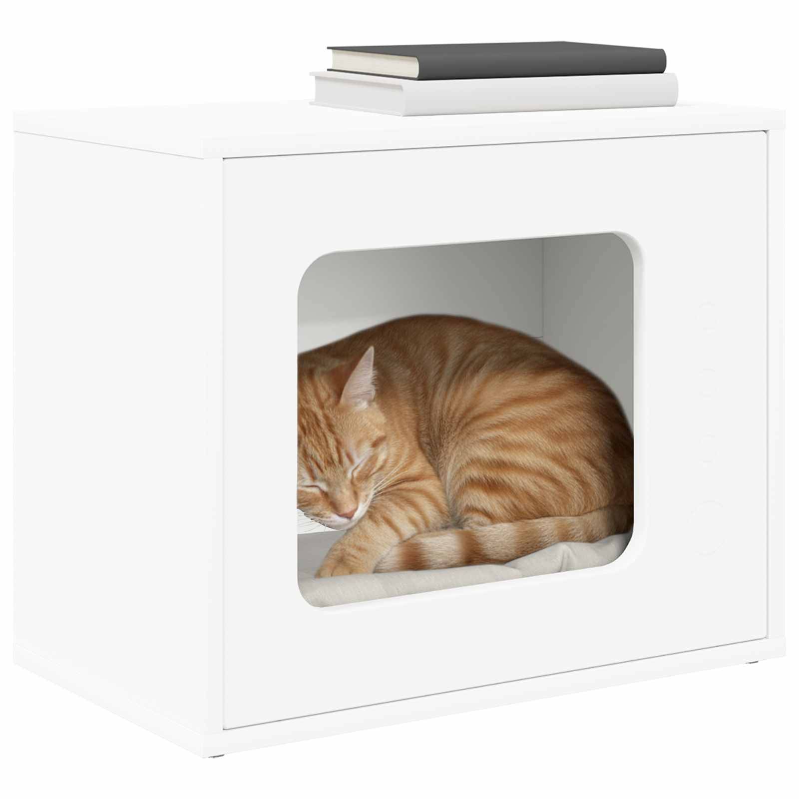 Maison pour chat bois d'ingénierie blanc 51 x 30 x 42 cm - PANGIVO - Image 3