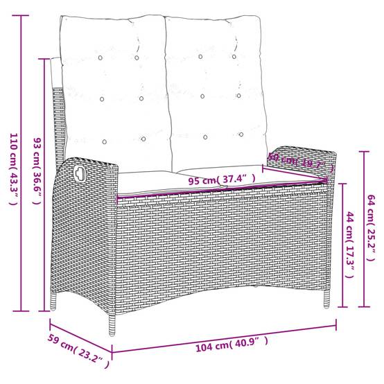 Mobilier de Jardin 4 Places Gris, Fauteuils et Banc Inclinables avec Table Basse Relevable en Table à Manger – ComfortXL Outdoor Living - Image 10