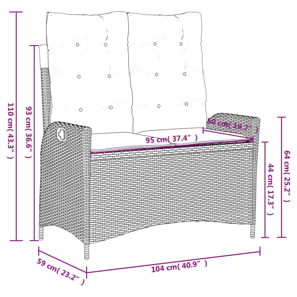 Mobilier de Jardin 4 Places Gris, Fauteuils et Banc Inclinables avec Table Basse Relevable en Table à Manger – ComfortXL Outdoor Living - Image 10
