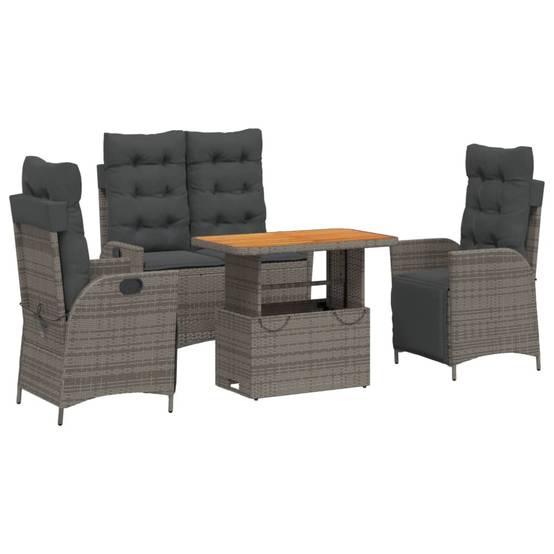 Mobilier de Jardin 4 Places Gris, Fauteuils et Banc Inclinables avec Table Basse Relevable en Table à Manger – ComfortXL Outdoor Living - Image 2