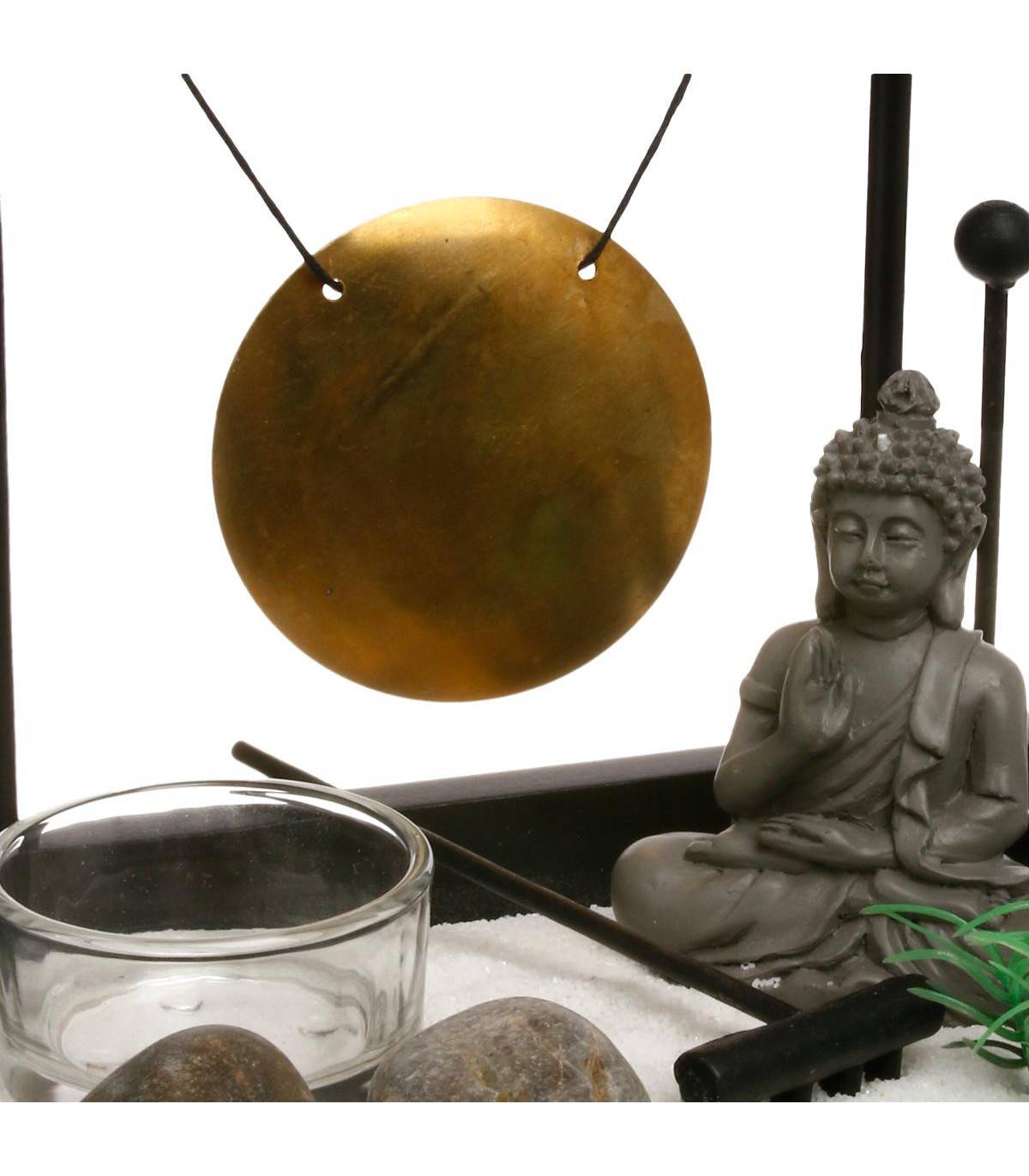 Jardin Zen Bouddha sur un plateau avec Gong et décoration - Image 3