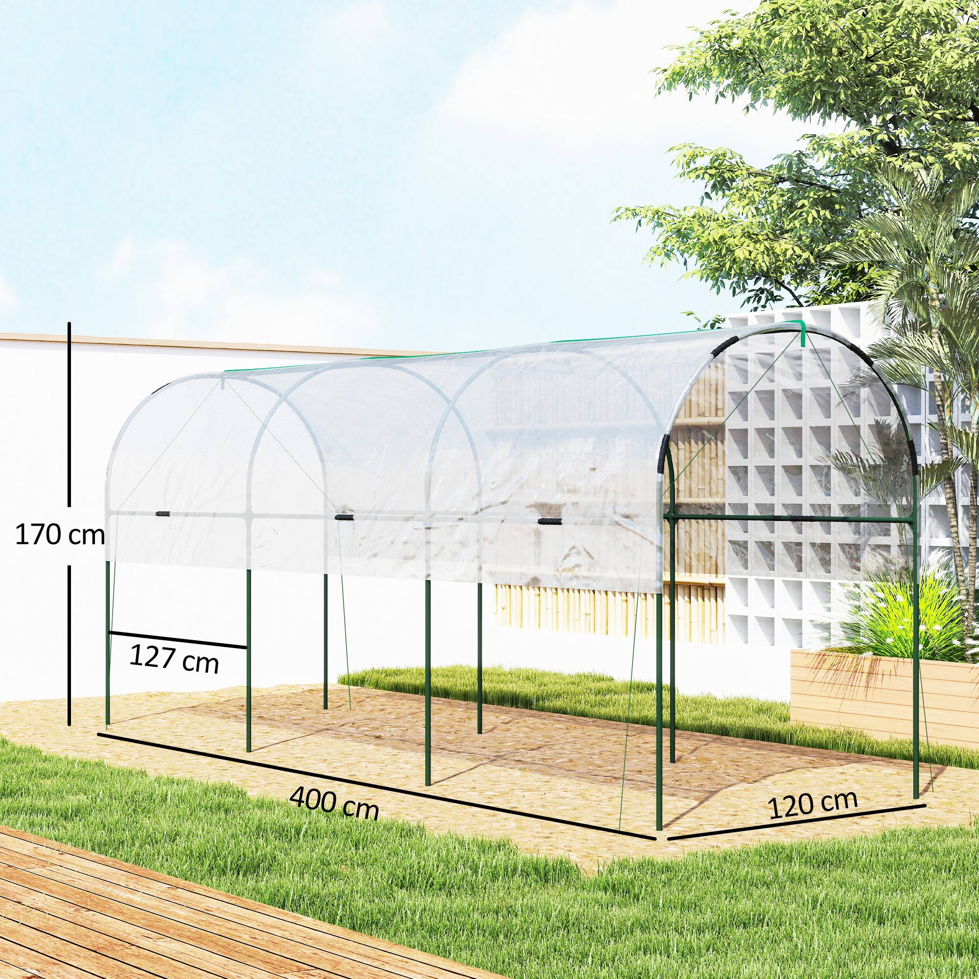 ComfortXL - Serre tunnel jardin acier PVC 400 x 120 x 170 cm transparente pour tomates protection - ComfortXL Outdoor Living - Image 5