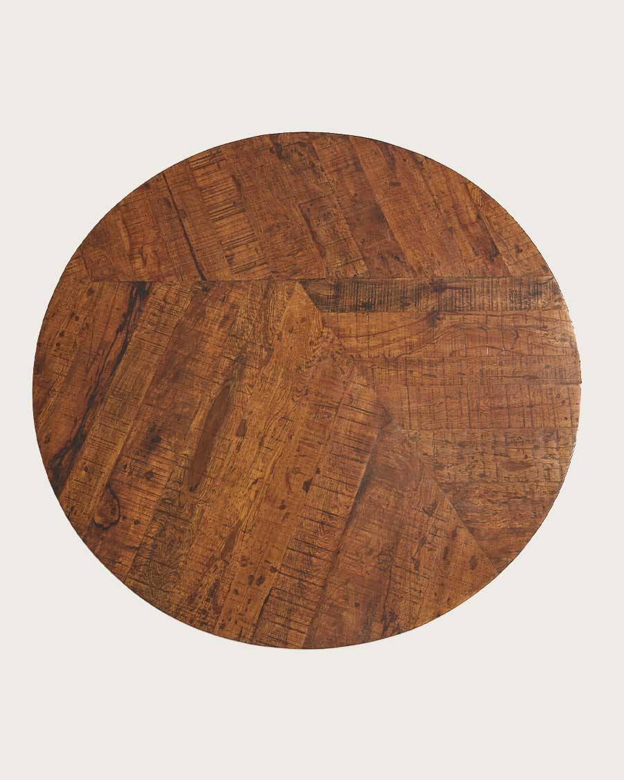 Prague - Table repas ronde en bois massif et pied tulipe doré D110 cm 6 pers - UNIQKA - Image 3