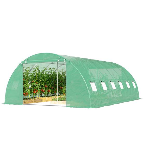 Sans Marque - Serre Tunnel Jardin Serre Maraîchère Acier Galvanisé Ø25mm 395x595x199cm Vert - Image 2