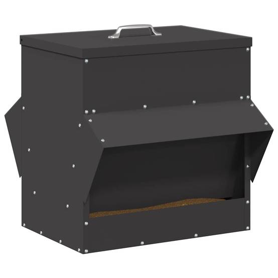 Mangeoire Poule Acier Auvent Protection Pluie 20kg Noir - ComfortXL Outdoor Living - Image 3