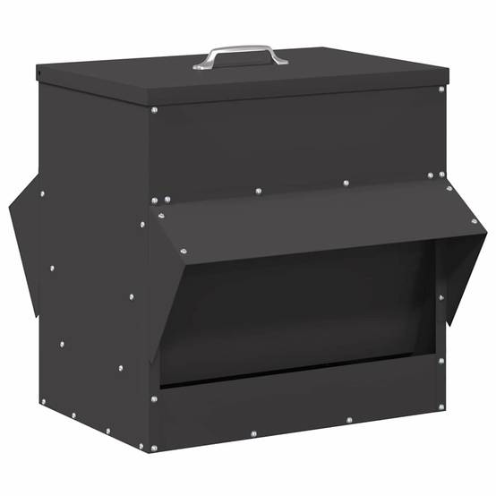 Mangeoire Poule Acier Auvent Protection Pluie 20kg Noir - ComfortXL Outdoor Living - Image 2
