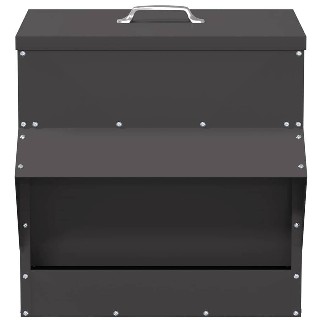 Mangeoire Poule Acier Auvent Protection Pluie 20kg Noir - ComfortXL Outdoor Living - Image 5