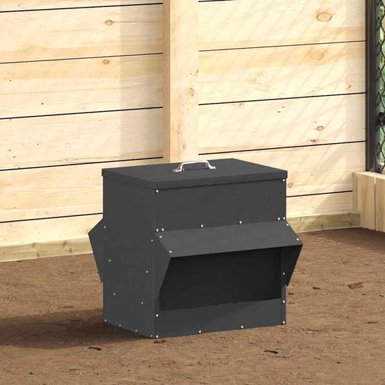 Mangeoire Poule Acier Auvent Protection Pluie 20kg Noir - ComfortXL Outdoor Living - Image 4