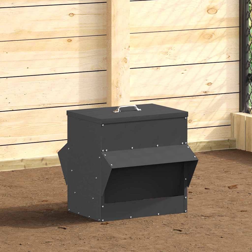 Mangeoire Poule Acier Auvent Protection Pluie 20kg Noir - ComfortXL Outdoor Living - Image 4
