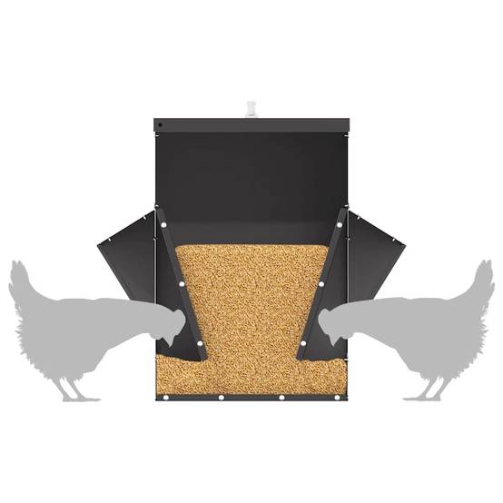 Mangeoire Poule Acier Auvent Protection Pluie 20kg Noir - ComfortXL Outdoor Living - Image 9