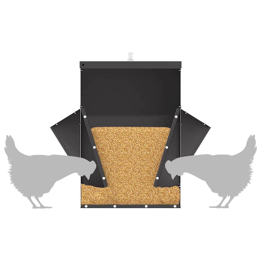 Mangeoire Poule Acier Auvent Protection Pluie 20kg Noir - ComfortXL Outdoor Living - Image 9