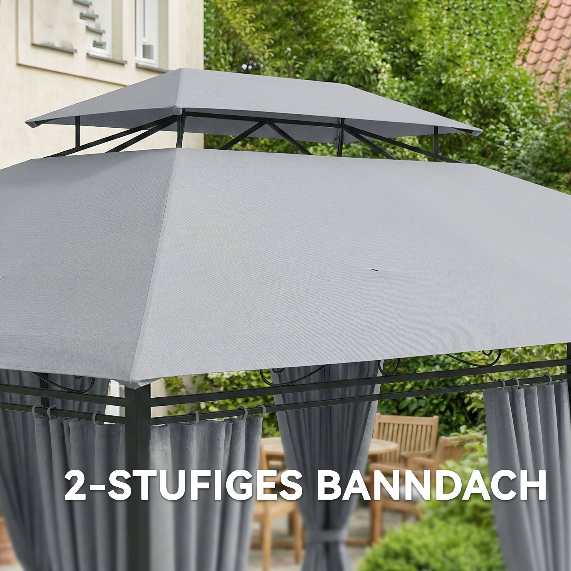 Pavillon jardin pavillon extérieur rideaux toit ventilé gris foncé - Image 6