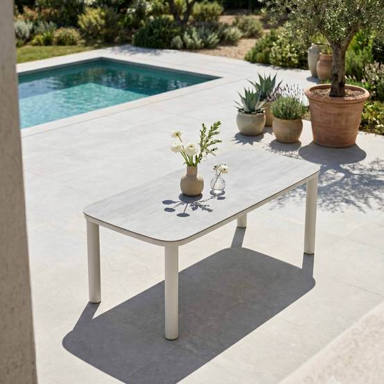 Oviala - Table de jardin aluminium 213x90 cm et 8 chaises textilène beige Nocera - Oviala - Image 3
