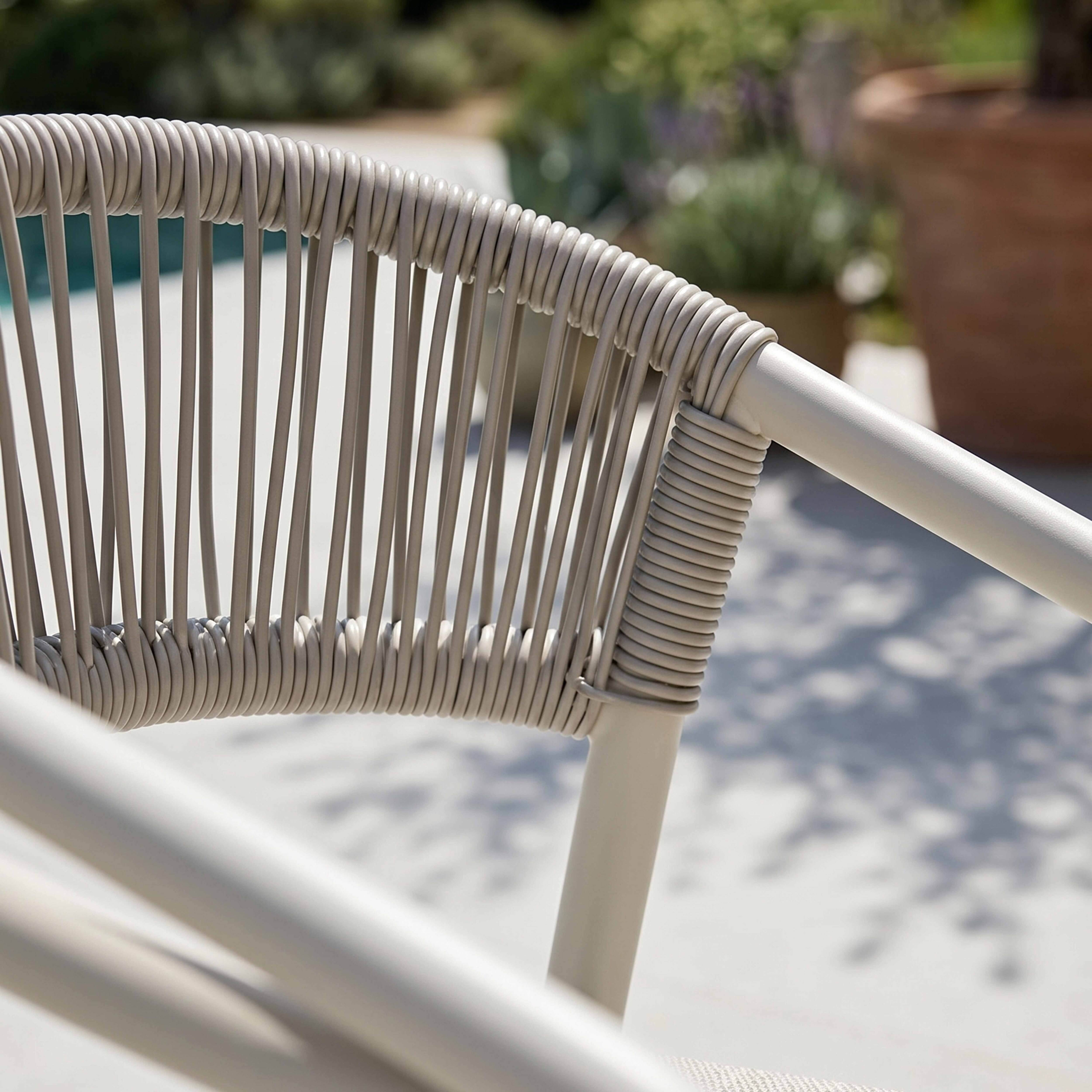 Oviala - Table de jardin aluminium 213x90 cm et 8 chaises textilène beige Nocera - Oviala - Image 5