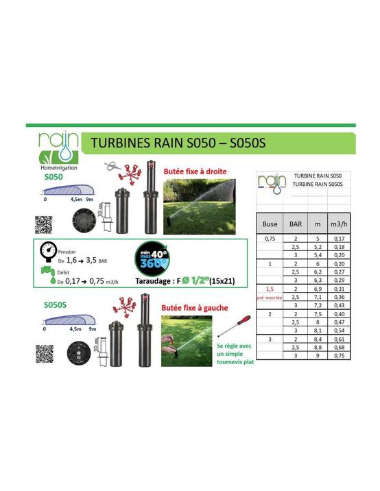 Arroseur Turbine S050s Portée Ajustable 5-9m - Rain Irrigation - Image 2