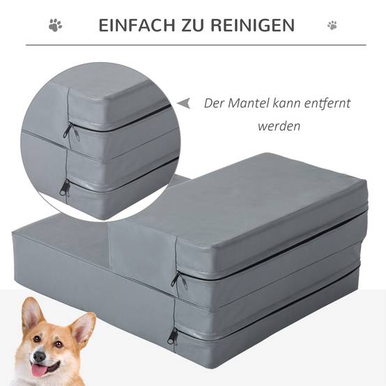 Escalier chien pliable, escalier chat, aide 20 cm haut, 2 marches, lit, canapé, voiture, gris - Image 8