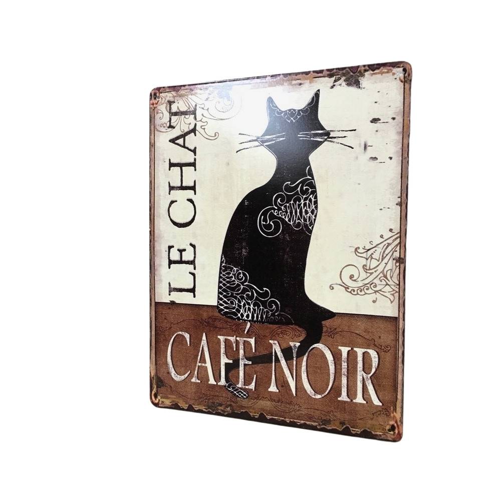 Chemin De Campagne - ~ Plaque murale décorative vintage fer noir marron chat café 33x25cm Chemin de campagne - Image 3