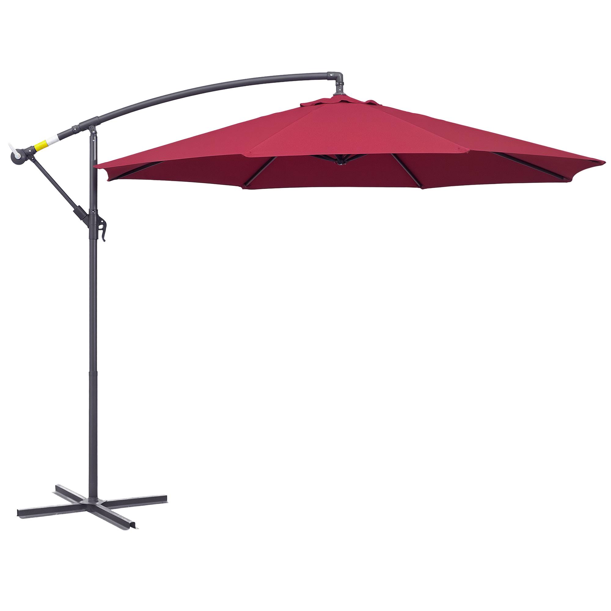 ComfortXL - Parasol déporté rond acier pour terrasse rotation 360 degrés avec manivelle 3 m rouge foncé - ComfortXL Outdoor Living - Image 1