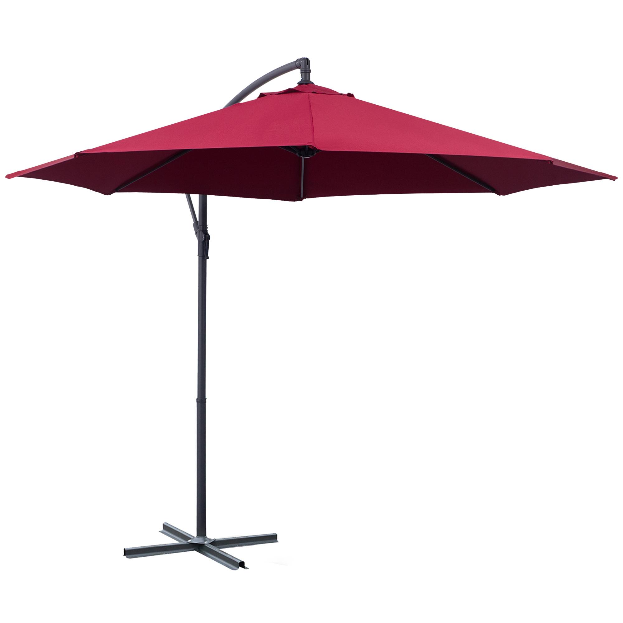 ComfortXL - Parasol déporté rond acier pour terrasse rotation 360 degrés avec manivelle 3 m rouge foncé - ComfortXL Outdoor Living - Image 2