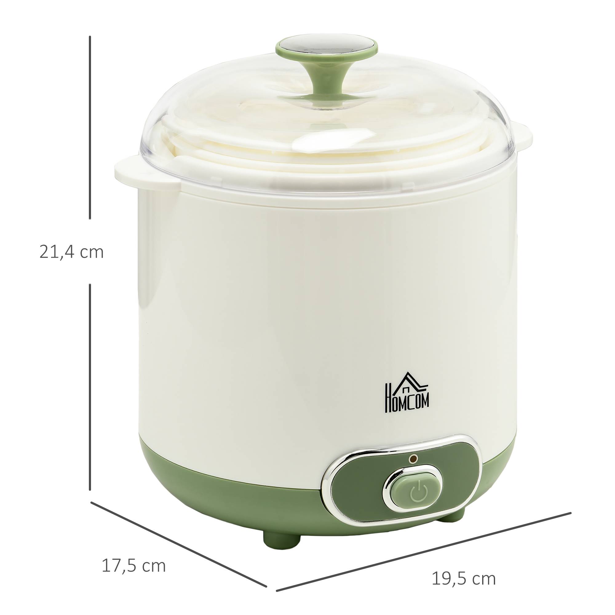 Yaourtière électrique 20W avec 2 récipients 1,5L, filtre yaourt grec et 2 couvercles, blanc - Image 5