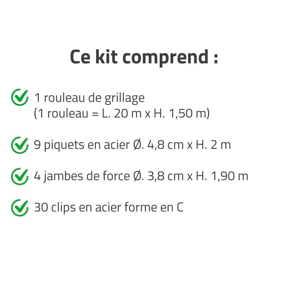 Kit complet rouleau 20 m grillage soudé PVC - Maille 100x75mm - Fil 2,1mm - Hauteur 1,50 m - Image 10