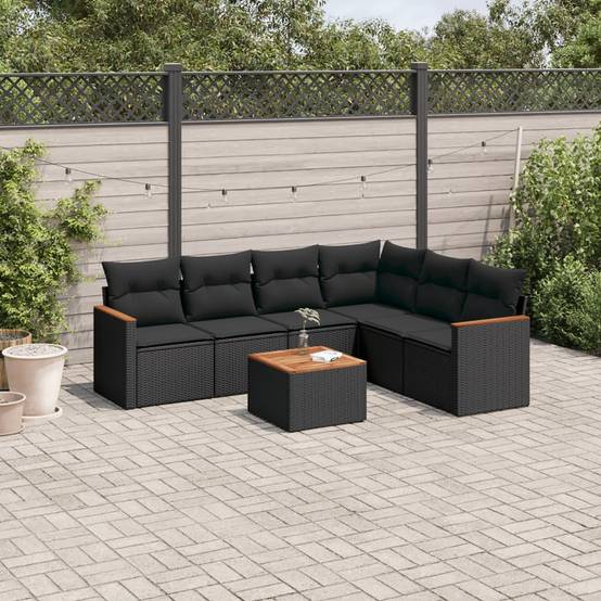 Salon de Jardin d'Angle 6 Personnes Résine Tressée Modulable avec Table et Coffres de Rangement Noir – ComfortXL Outdoor Living - Image 1