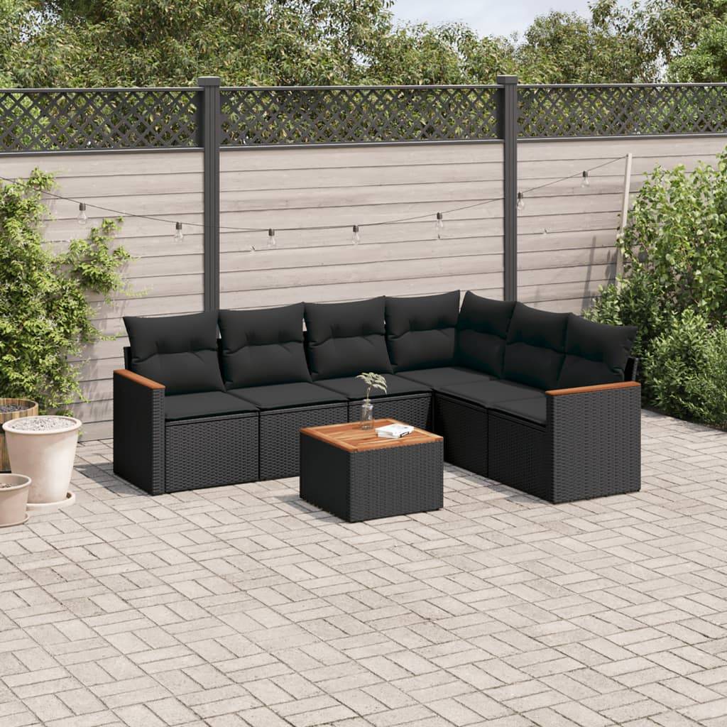 Salon de Jardin d'Angle 6 Personnes Résine Tressée Modulable avec Table et Coffres de Rangement Noir – ComfortXL Outdoor Living - Image 1