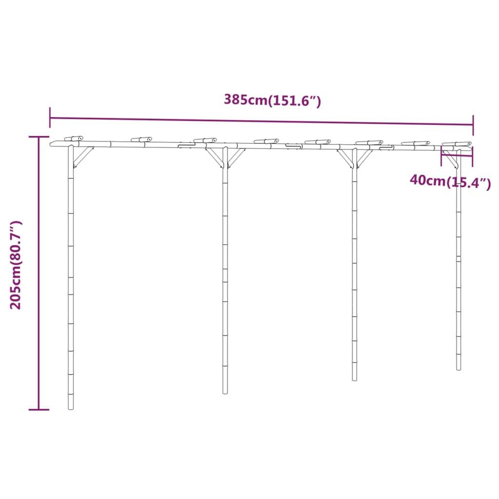 Pergola - Tonnelle de jardin Bambou 385x40x205 cm - Image 7