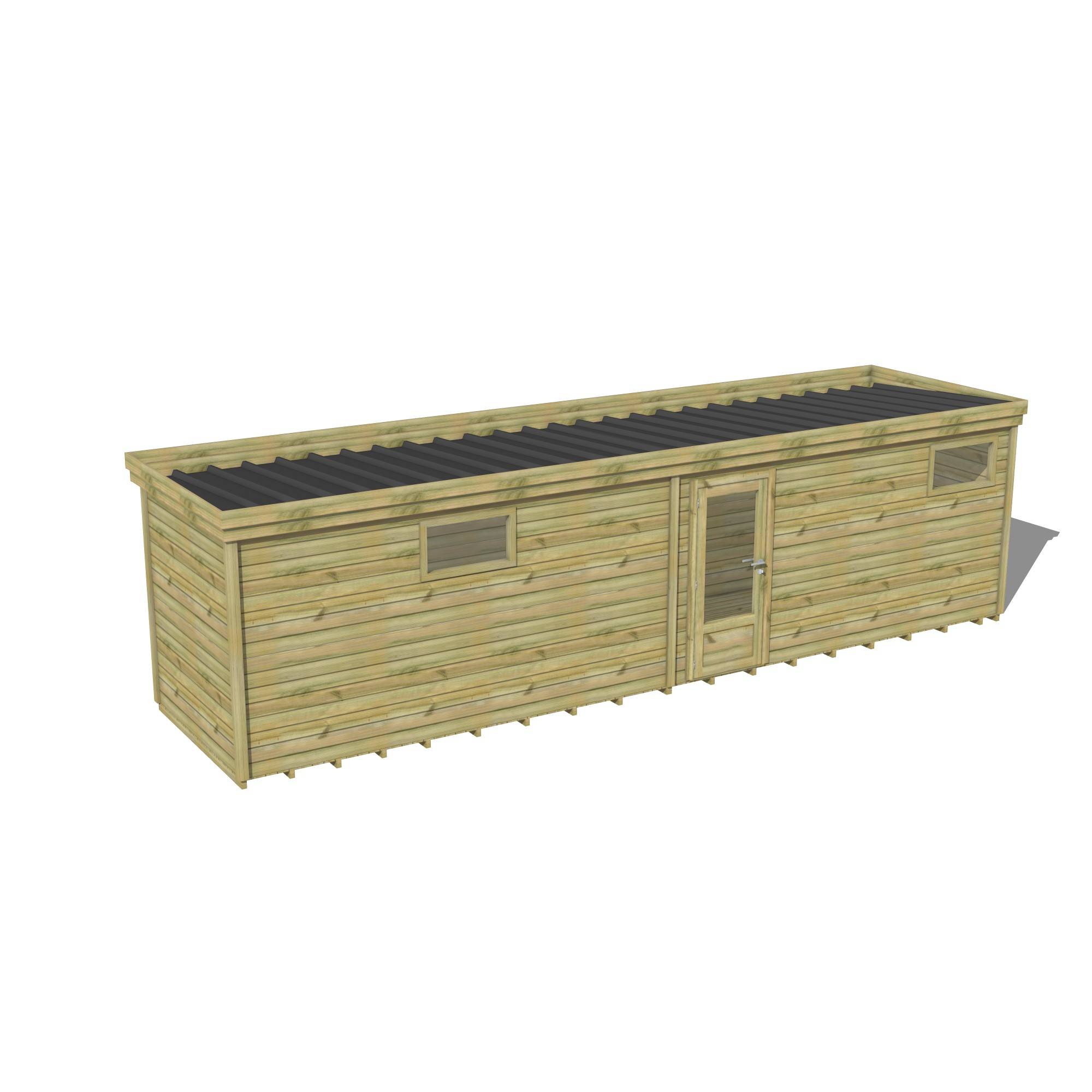 Abri Français - ABRI DE JARDIN bois Pin traité autoclave 27mm - 8,595x2,14m / 18m2 - Bac acier - Plancher bois - Image 1
