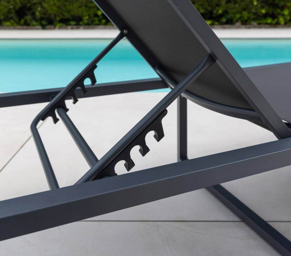 Transat de jardin en aluminium pliable gris anthracite NARA - Image 2
