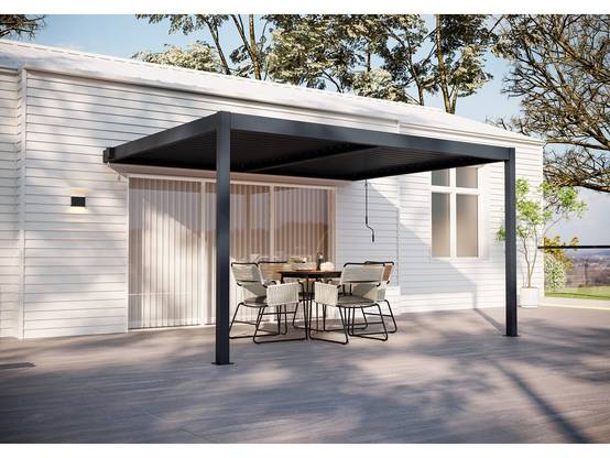 Pergola Adossée En Aluminium "windsor" - Gris Anthracite - 3 X 4 M -habitat Et Jardin - Image 2