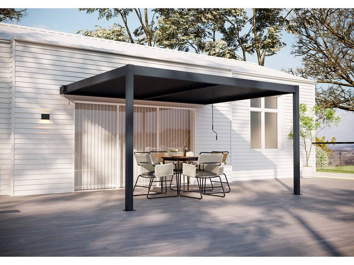 Pergola Adossée En Aluminium "windsor" - Gris Anthracite - 3 X 4 M -habitat Et Jardin - Image 2
