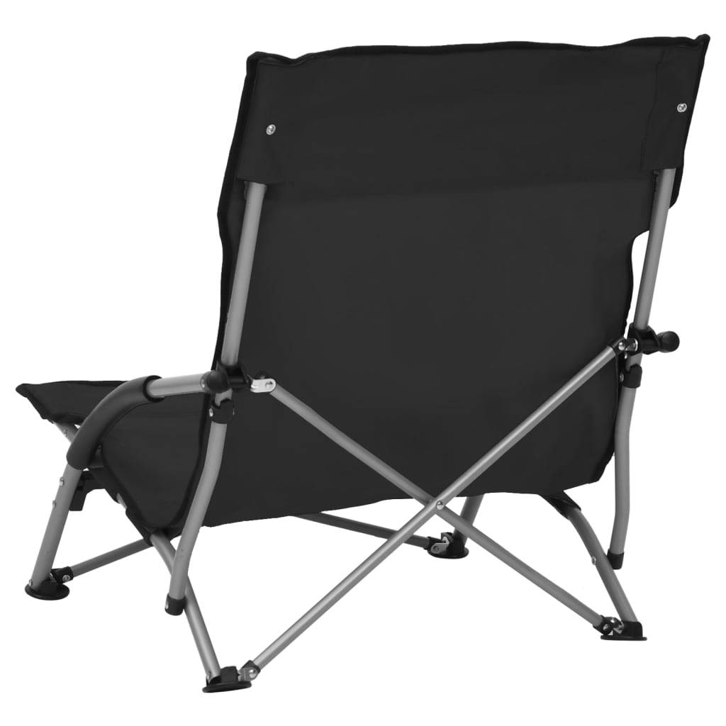 Maison Chic - lot de 2 Chaises de plage pliables - Bain de soleil - Transat Noir Tissu HL284 - Image 5