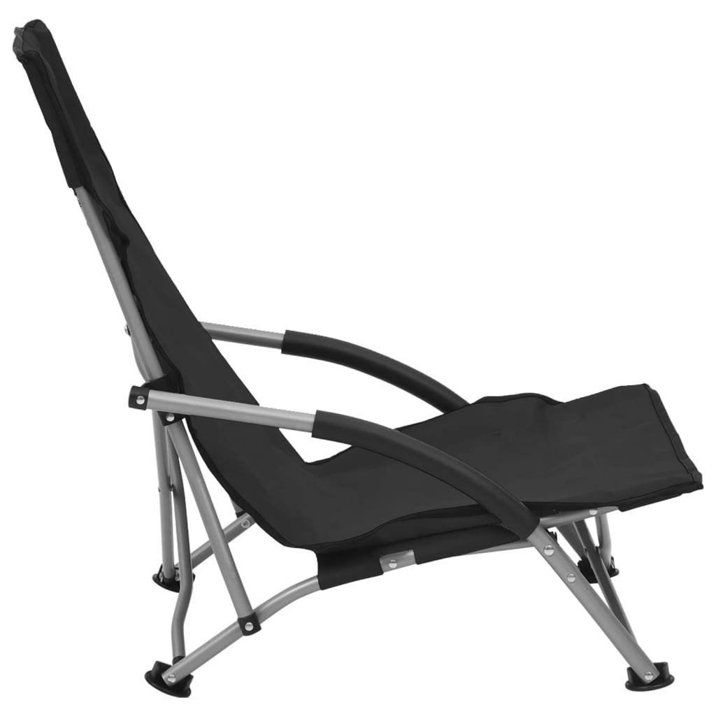 Maison Chic - lot de 2 Chaises de plage pliables - Bain de soleil - Transat Noir Tissu HL284 - Image 4