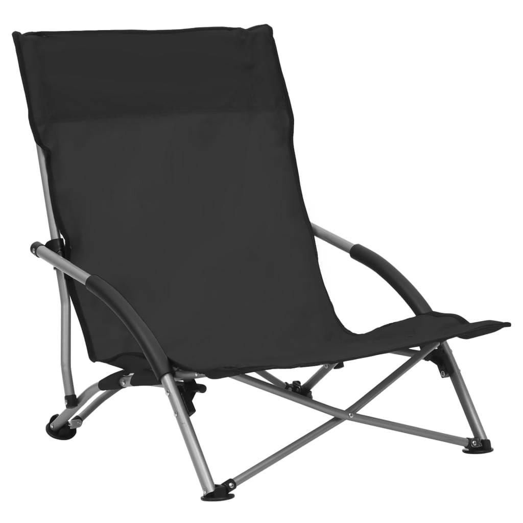 Maison Chic - lot de 2 Chaises de plage pliables - Bain de soleil - Transat Noir Tissu HL284 - Image 1
