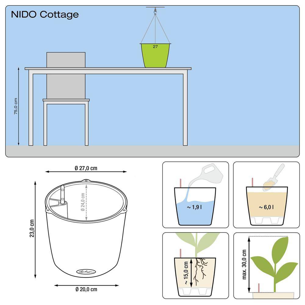Lechuza - Nido Cottage 28 - kit complet, moka Ø 27 x 23 Lechuza - Image 2