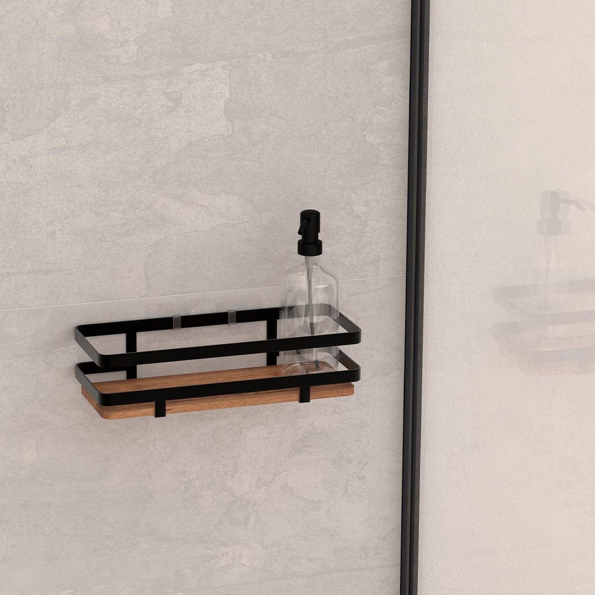 Étagère de Douche en Bois "Blackacia" 25cm Noir - Image 4