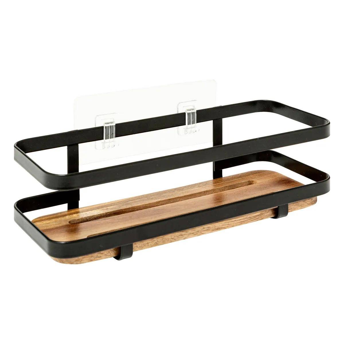 Étagère de Douche en Bois "Blackacia" 25cm Noir - Image 1