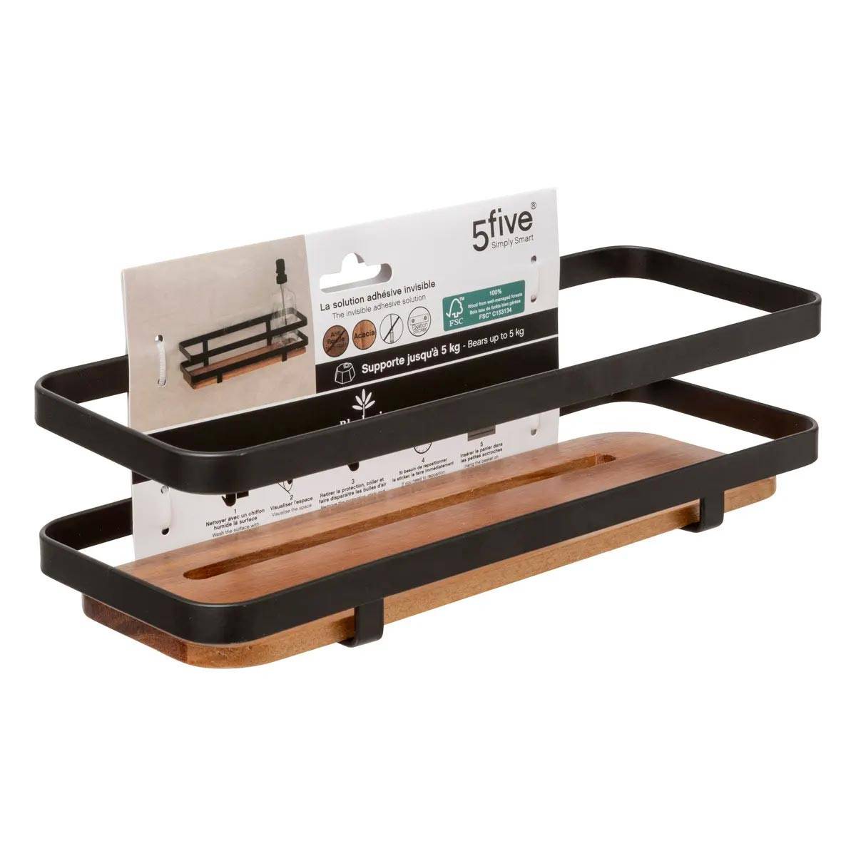 Étagère de Douche en Bois "Blackacia" 25cm Noir - Image 5